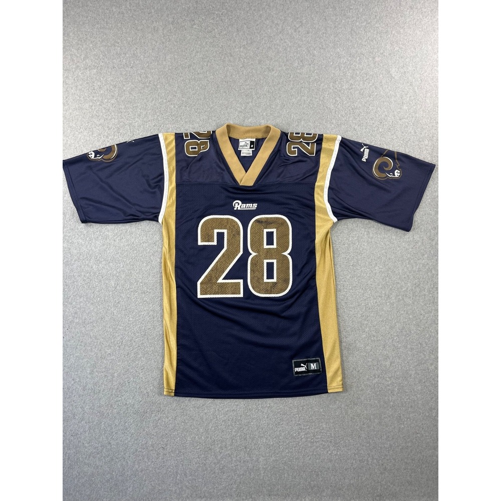 Vintage St Louis Rams Football Jersey Mens M Blue Puma Marshall Faulk 90s
